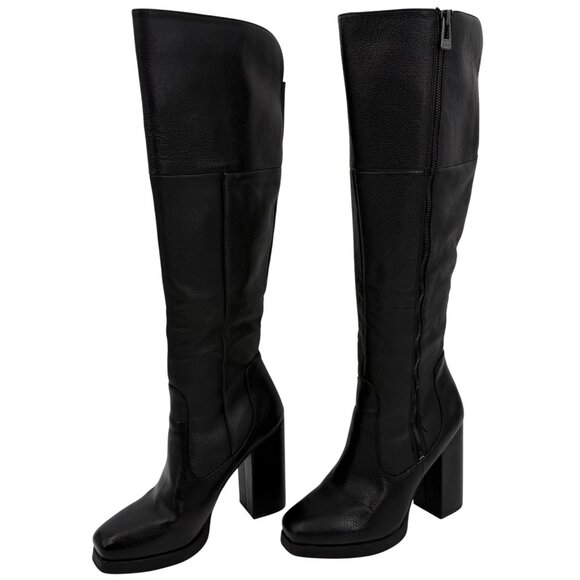 Circus Sam Edelman Black Leather Knee High Platform Boots • Y2K Goth Baddie Edgy - Picture 14 of 16